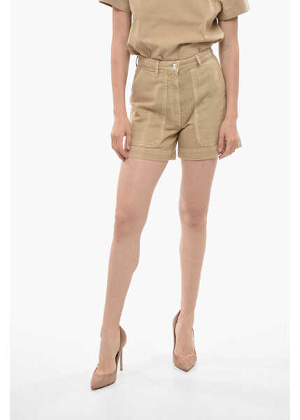 Pantaloni scurti Nine in the morning Cotton Twill Bice Shorts With Maxi Pockets Brown Femei (BM 14614604) 1