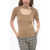 EUDON CHOI Ribbed Top With Cut-Out Details Brown