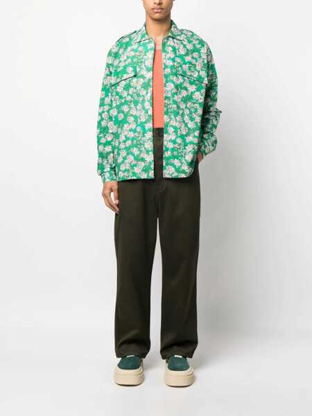 Camasi casual RHUDE Floral Print Long Sleeved Shirt Green Barbati (BM 14614964) 2