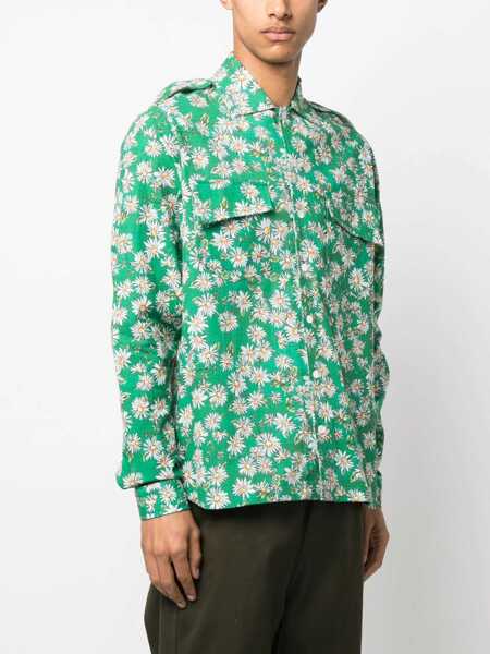 Camasi casual RHUDE Floral Print Long Sleeved Shirt Green Barbati (BM 14614964) 3