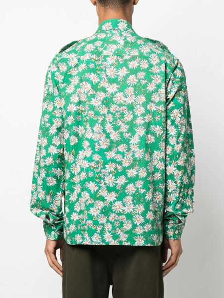 Camasi casual RHUDE Floral Print Long Sleeved Shirt Green Barbati (BM 14614964) 4