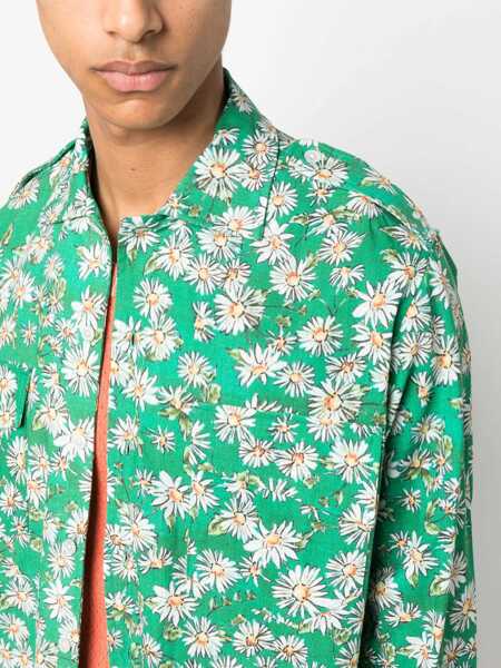 Camasi casual RHUDE Floral Print Long Sleeved Shirt Green Barbati (BM 14614964) 5