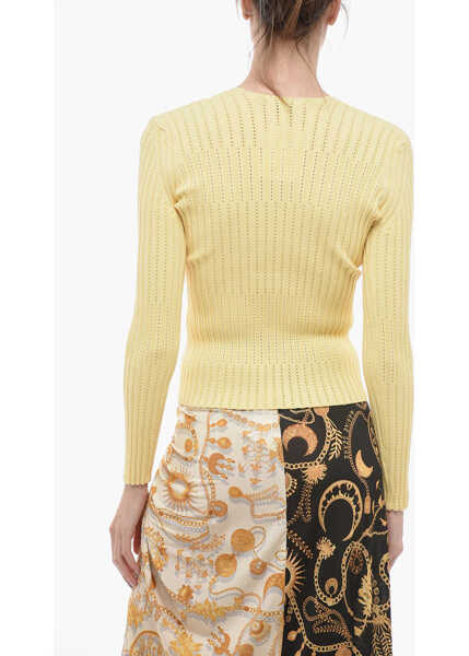 Pulovere AERON V-Neck Stretch Fabric Ribbed Shara Sweater Yellow Femei (BM 14615123) 2