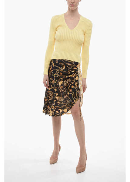 Pulovere AERON V-Neck Stretch Fabric Ribbed Shara Sweater Yellow Femei (BM 14615123) 4