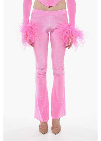 Pantaloni casual ADRIANA HOT COUTURE Boot Cut Chenille Pants With Side Logo Pink Femei (BM 14615330) 1