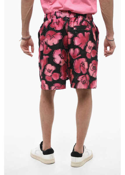 Pantaloni scurti 4SDESIGNS Floral-Motif Two-Tone Shorts Pink Barbati (BM 14615747) 2