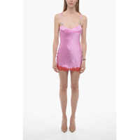 Rochii scurte Silk Slip Dress With Laces Details Femei
