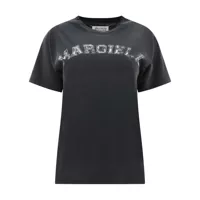 Tricouri Black Crewneck T-Shirt With Logo Lettering Print In Cotton Woman Femei