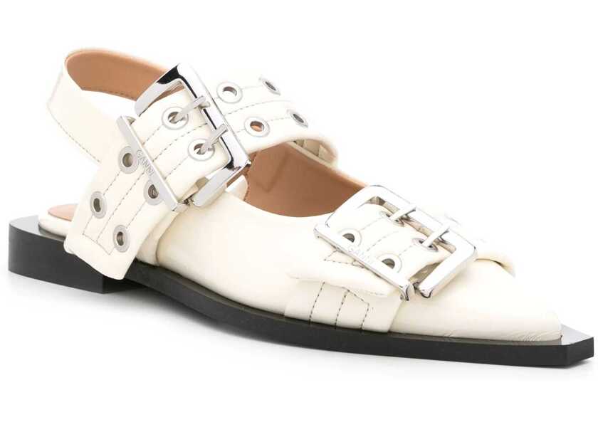 Balerini Ganni Feminine Buckle slingback Ballerinas EGRET Femei (BM 14628563) 2