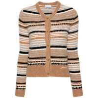 Cardigane Multicolor Striped Cardigan With Logo Embroidery In Wool Woman Femei