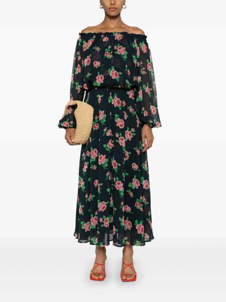 Rochii ROTATE Birger Christensen Maxi Multicolor Dress With All-Over Roses Print In Chiffon Woman MULTICOLOR Femei (BM 14636009) 2