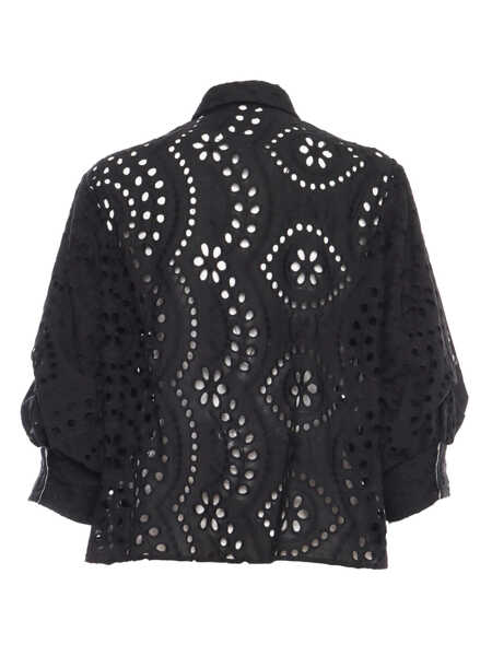 Camasi LE SARTE PETTEGOLE Black perforated shirt Black   Femei (BM 14652278) 2