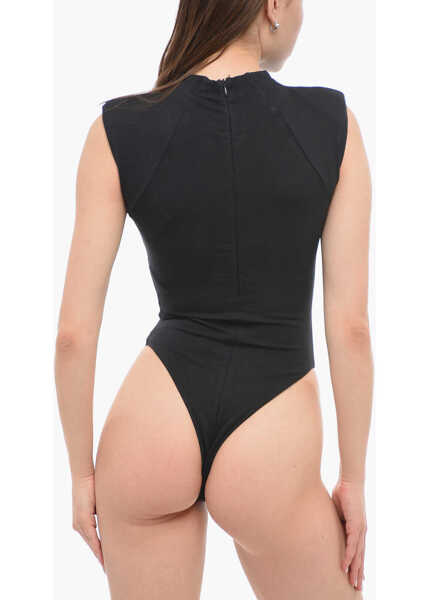Body-uri ENTIRE STUDIOS Stretch Cotton Blade Bodysuit With Padded Shoulders Black Femei (BM 14653373) 3