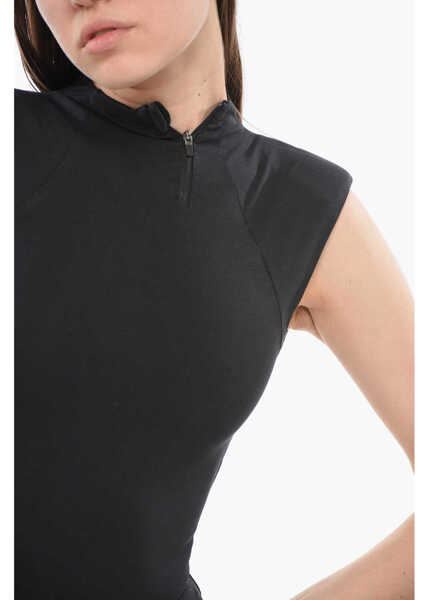 Body-uri ENTIRE STUDIOS Stretch Cotton Blade Bodysuit With Padded Shoulders Black Femei (BM 14653373) 4
