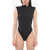 ENTIRE STUDIOS Stretch Cotton Blade Bodysuit With Padded Shoulders Black