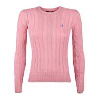 Pulovere Ralph Lauren Pale Pink Cotton Cable-Knit Crew Neck Sweater Femei