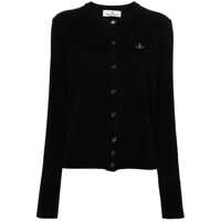 Cardigane 'Bea' Black Cardigan With Orb Embroidery And Branded Button In Cotton And Cashmere Woman Femei