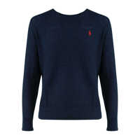Pulovere Ralph Lauren Navy Blue Cotton-Linen Blend Crew Neck Sweater Barbati