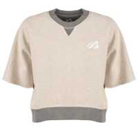 Pulovere Autry Gray Melange Cotton Jersey Cropped Sweatshirt Femei