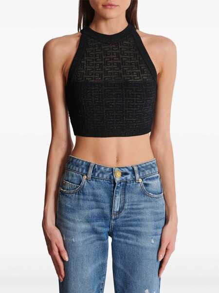 Bluze Balmain Pb Labyrinth Knit Top BLACK Femei (BM 14694866) 5