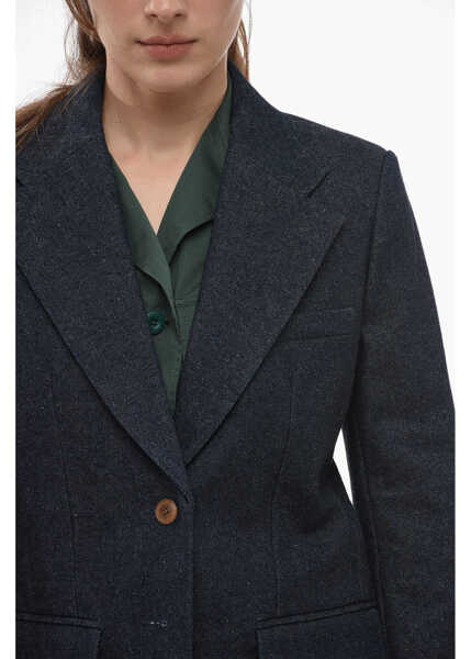 Sacouri Chloe Single-Breasted Denim Blazer With Flap Pockets Blue Femei (BM 14695157) 3