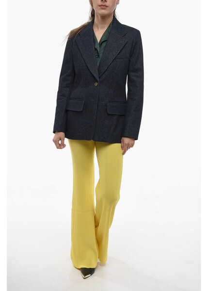 Sacouri Chloe Single-Breasted Denim Blazer With Flap Pockets Blue Femei (BM 14695157) 4