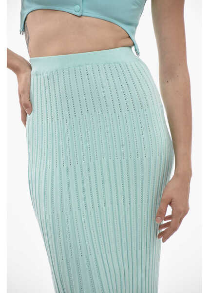 Fuste lungi AERON Ribbed Aria Maxi Skirt With Elastic Waistband Light Blue Femei (BM 14695514) 3