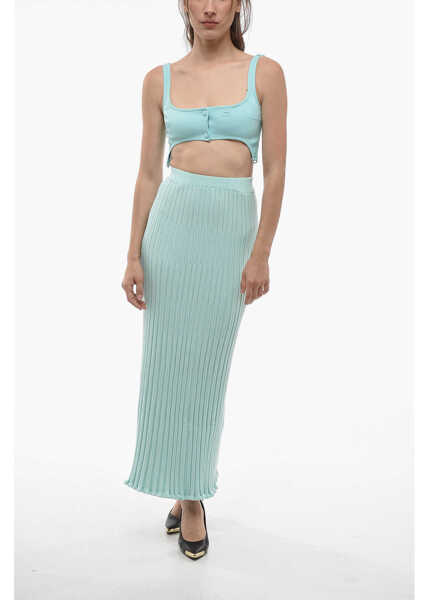 Fuste lungi AERON Ribbed Aria Maxi Skirt With Elastic Waistband Light Blue Femei (BM 14695514) 4