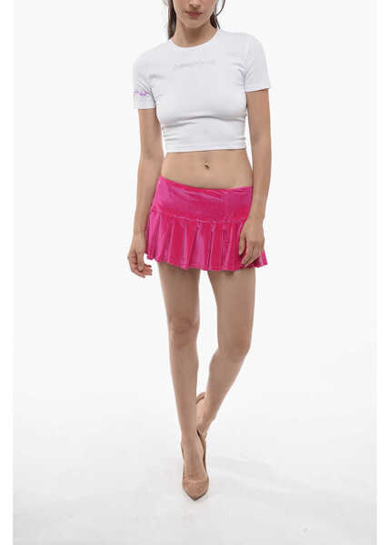 Tricouri ADRIANA HOT COUTURE Rhinestone Logo Crew-Neck T-Shirt White Femei (BM 14695517) 4