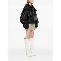 Imbracaminte Dama pagina 502 - Bomber jacket THE ATTICO Black Bomber Jacket With Zipped Oversized Hood In Leather Woman Black Femei (BM 14696261) - B-mall.ro