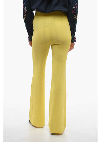 Pantaloni casual REMAIN High Waist Ribbed Palazzo Pants Yellow Femei (BM 14699672) 2