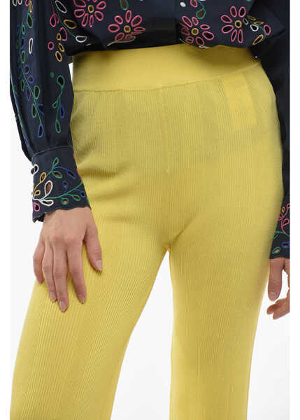 Pantaloni casual REMAIN High Waist Ribbed Palazzo Pants Yellow Femei (BM 14699672) 3