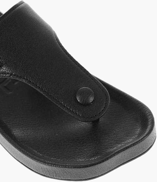Sandale fara toc Loewe Leather Thong Sandals Ease With Logo Buckle Black Femei (BM 14699771) 4