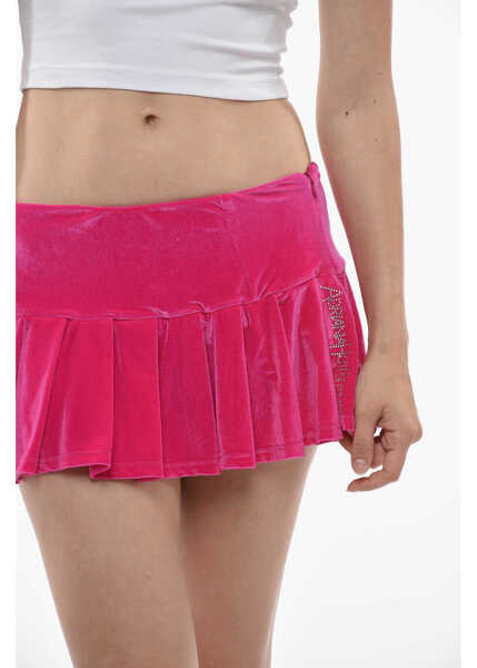Fuste scurte ADRIANA HOT COUTURE Pleated Chenille Miniskirt Pink Femei (BM 14700104) 3