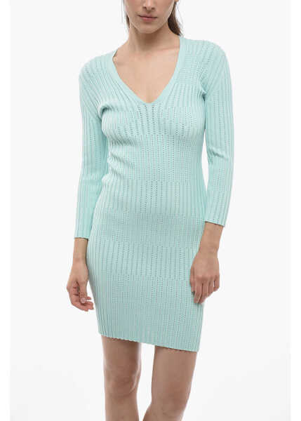 Rochii scurte AERON V-Neck Ribbed Lilibet Bodycon Dress Light Blue Femei (BM 14700305) 4