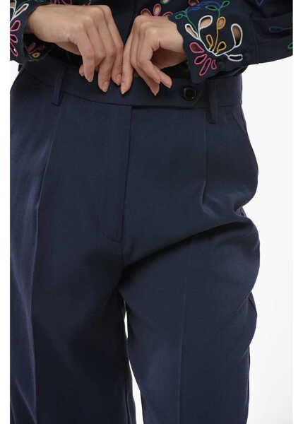 Pantaloni casual Department Five Cotton Blend Fairmont Palazzo Pants Blue Femei (BM 14700314) 3