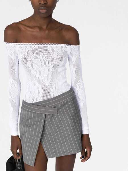 Body-uri THE ATTICO Lace Off-Shoulder Bodysuit White Femei (BM 14700326) 3