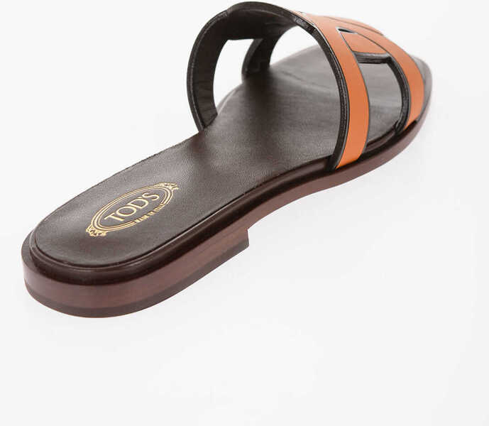 Sandale fara toc TODS Leather Maxi Chain Sliders With Cuir Sole Orange Femei (BM 14700362) 2