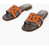 Sandale fara toc Leather Maxi Chain Sliders With Cuir Sole Femei
