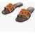 TOD'S Leather Maxi Chain Sliders With Cuir Sole Orange