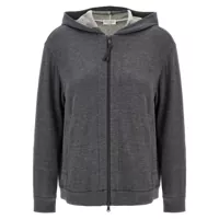 Pulovere Brunello Cucinelli 'Precious Zipper Pull' Hoodie Femei