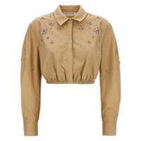 Topuri Self-Portrait 'Beige Cotton Embellished' Top Femei