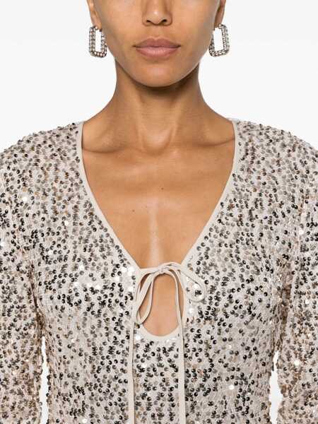 Rochii ROTATE Birger Christensen Rotate Birger Christensen Net Sequins Midi Dress GOLD Femei (BM 14720201) 5