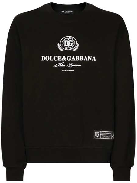 Pulovere Dolce & Gabbana Dolce & Gabbana Flocked Logo Sweatshirt Black Barbati (BM 14759221) 1