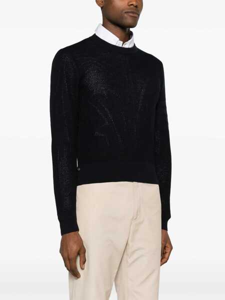 Pulovere Thom Browne Thom Browne 4Bar Sweater In Virgin Wool BLUE Barbati (BM 14760385) 3
