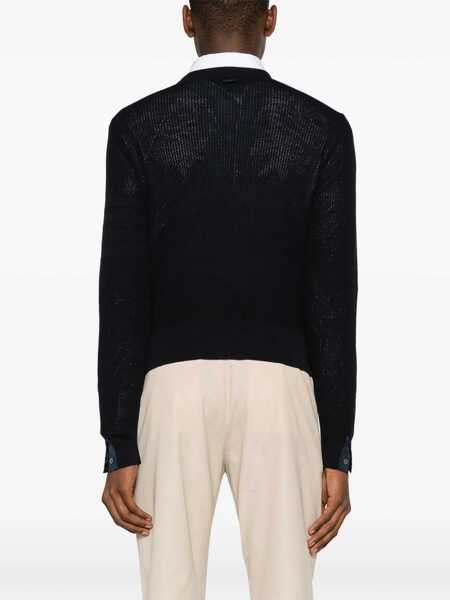 Pulovere Thom Browne Thom Browne 4Bar Sweater In Virgin Wool BLUE Barbati (BM 14760385) 4