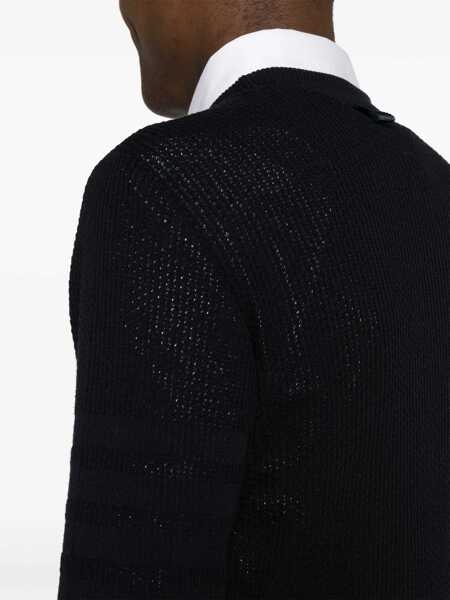 Pulovere Thom Browne Thom Browne 4Bar Sweater In Virgin Wool BLUE Barbati (BM 14760385) 5