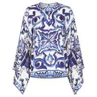 Bluze Dolce & Gabbana Woman'S Maiolica Printed Silk Shirt Blouse Femei