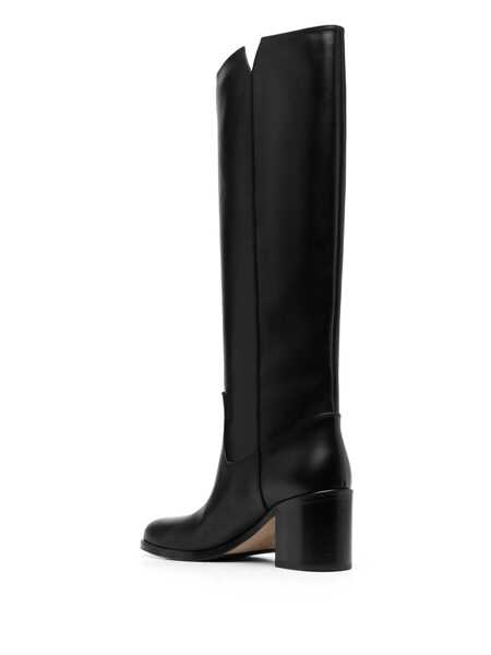 Bocanci Via Roma 15 Black Knee-High Boots With Cut-Out On The Side And Logo Plaque In Leather Woman Black Femei (BM 14774599) 3