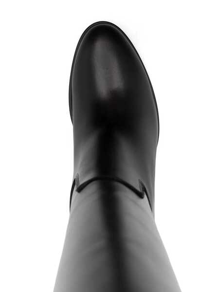 Bocanci Via Roma 15 Black Knee-High Boots With Cut-Out On The Side And Logo Plaque In Leather Woman Black Femei (BM 14774599) 4